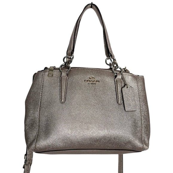 Coach Mini Christie Carryall Satchel in Crossgrain Gold Metallic Leather F23337 - Picture 2 of 16